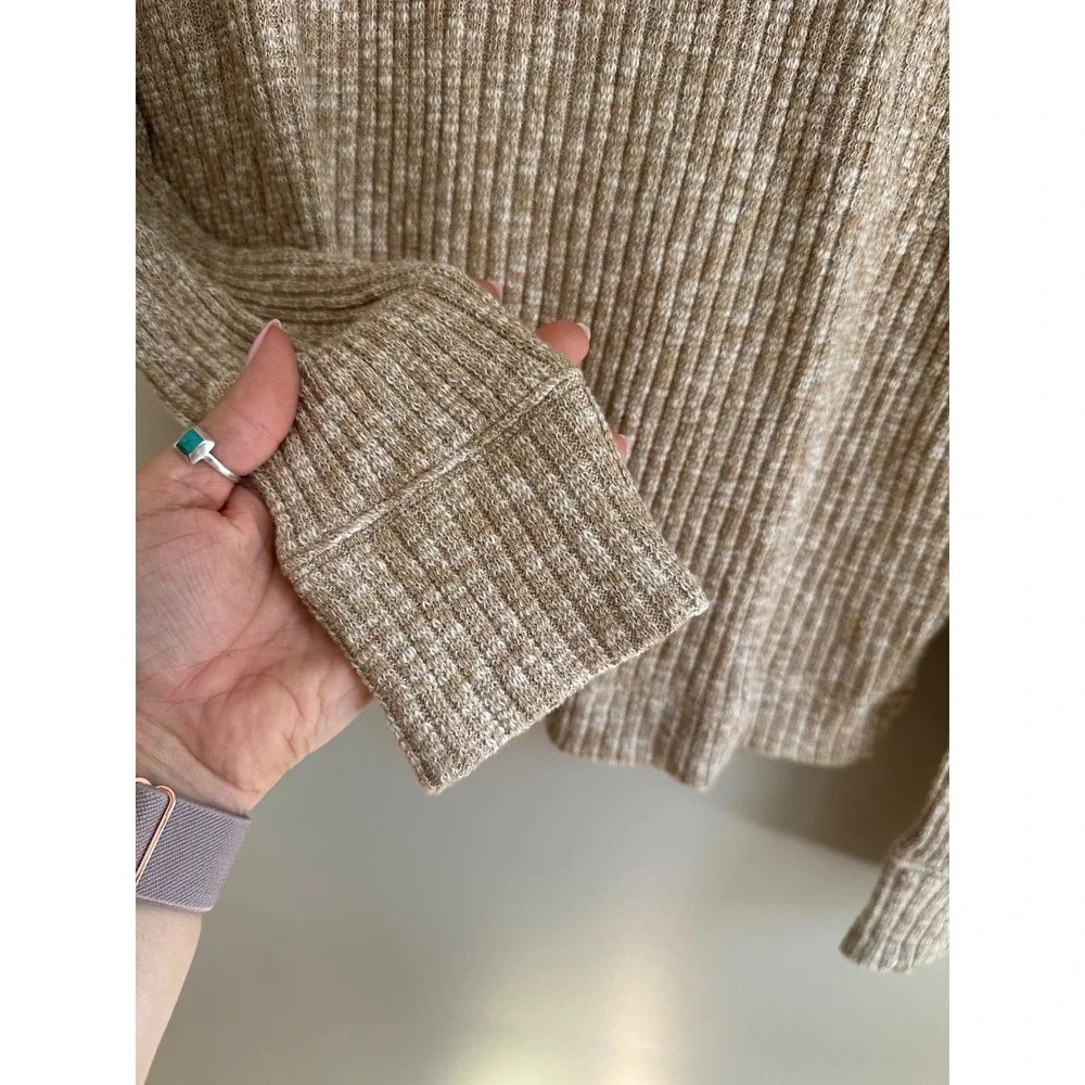 Everlane Craft Rib Boxy Funnel Neck Women XS Cornstalk Bone NWT Sustainable Knit